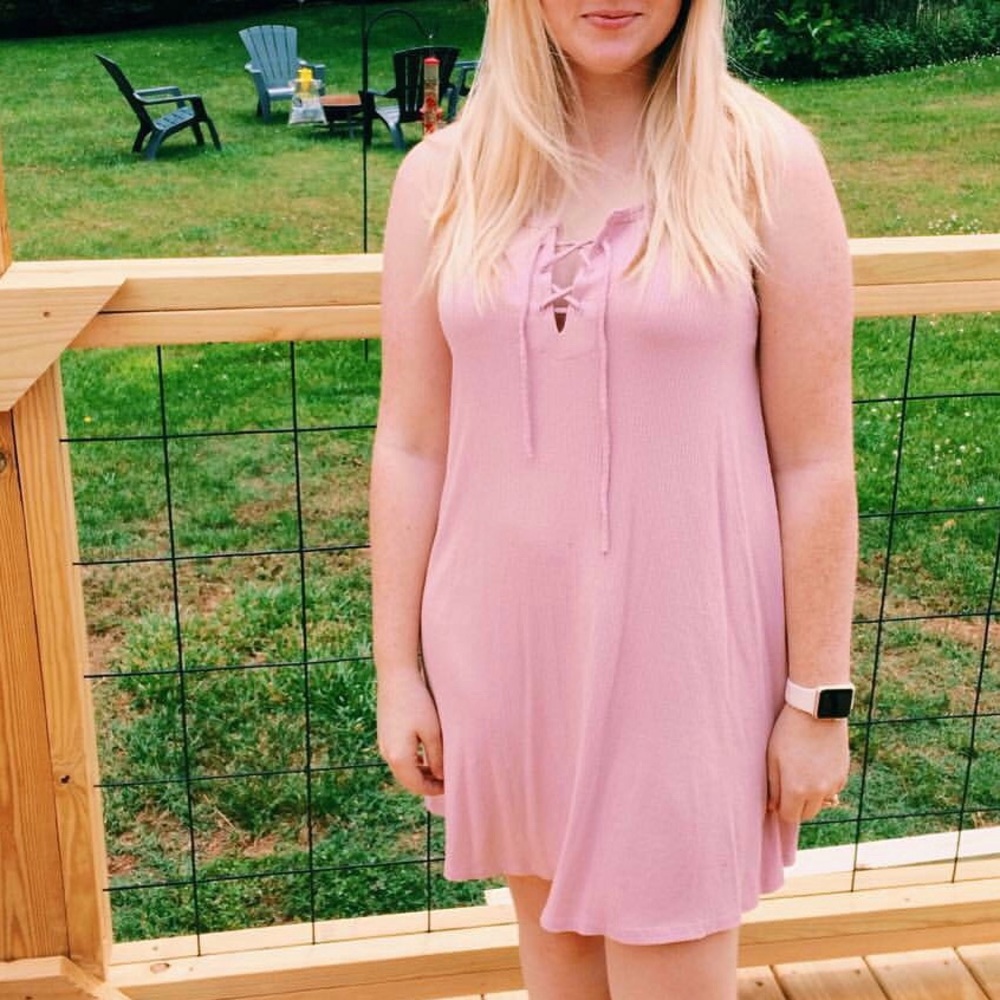 Pink Lace Up Dress